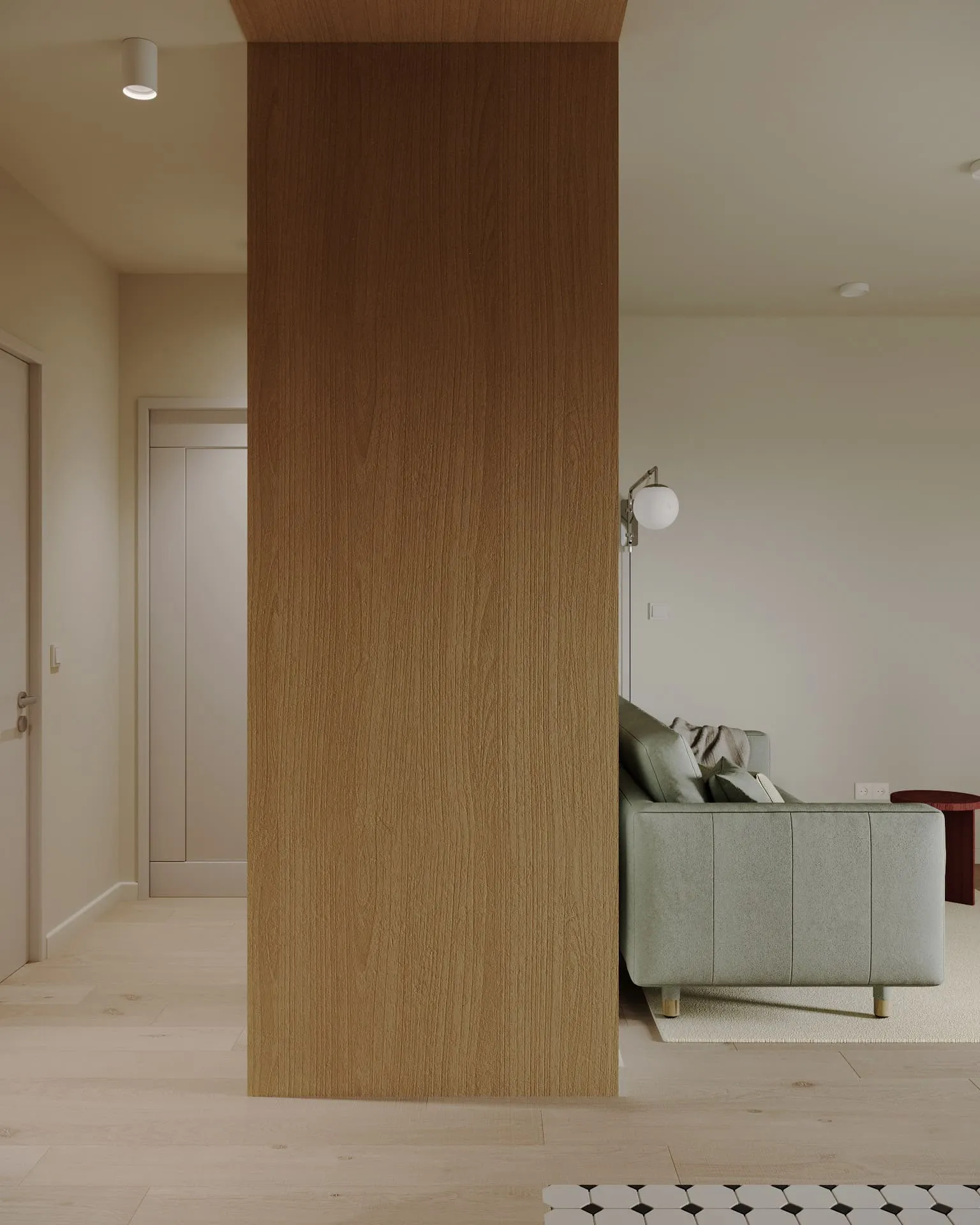 Дерев’яна ніша в дизайні інтер’єру квартири в Кракові